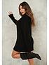  image of missguided-high-neck-ribbed-dress-black