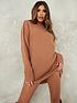  image of missguided-high-neck-ribbed-dress-brown