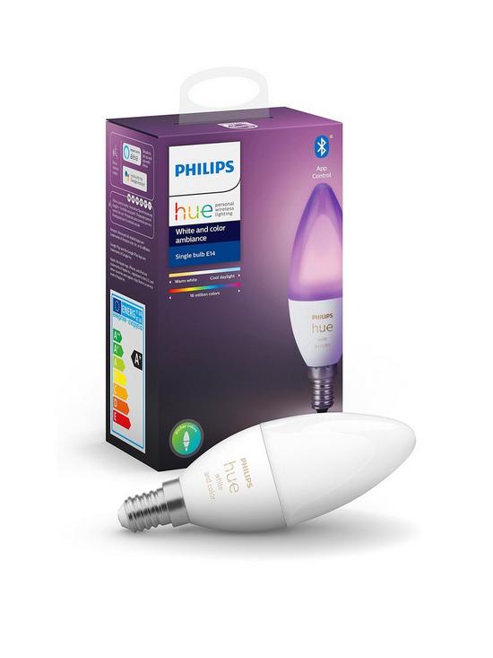 front image of philips-hue-white-and-colour-ambiance-bluetooth-single-pack-e14