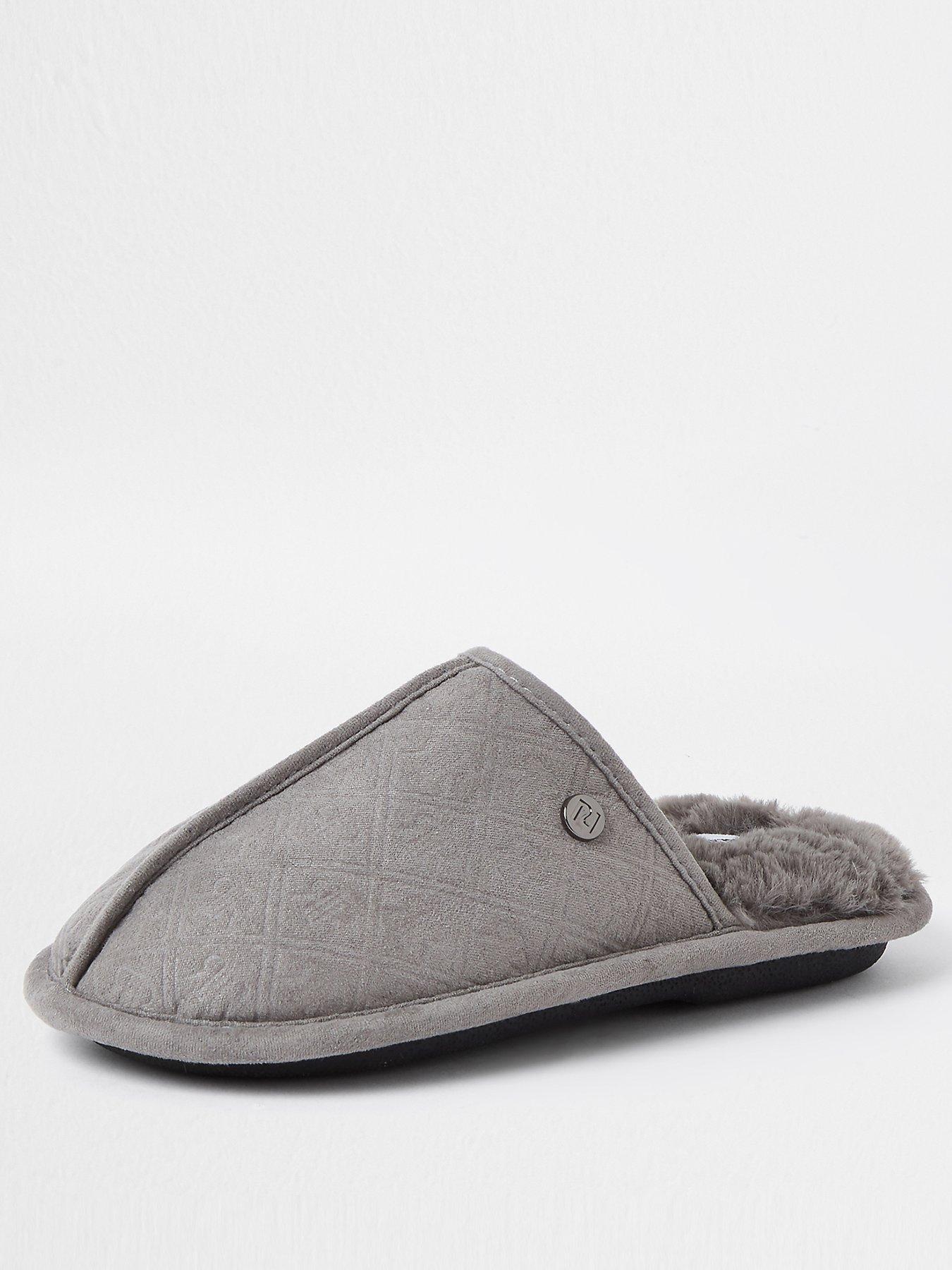 river island grey slippers