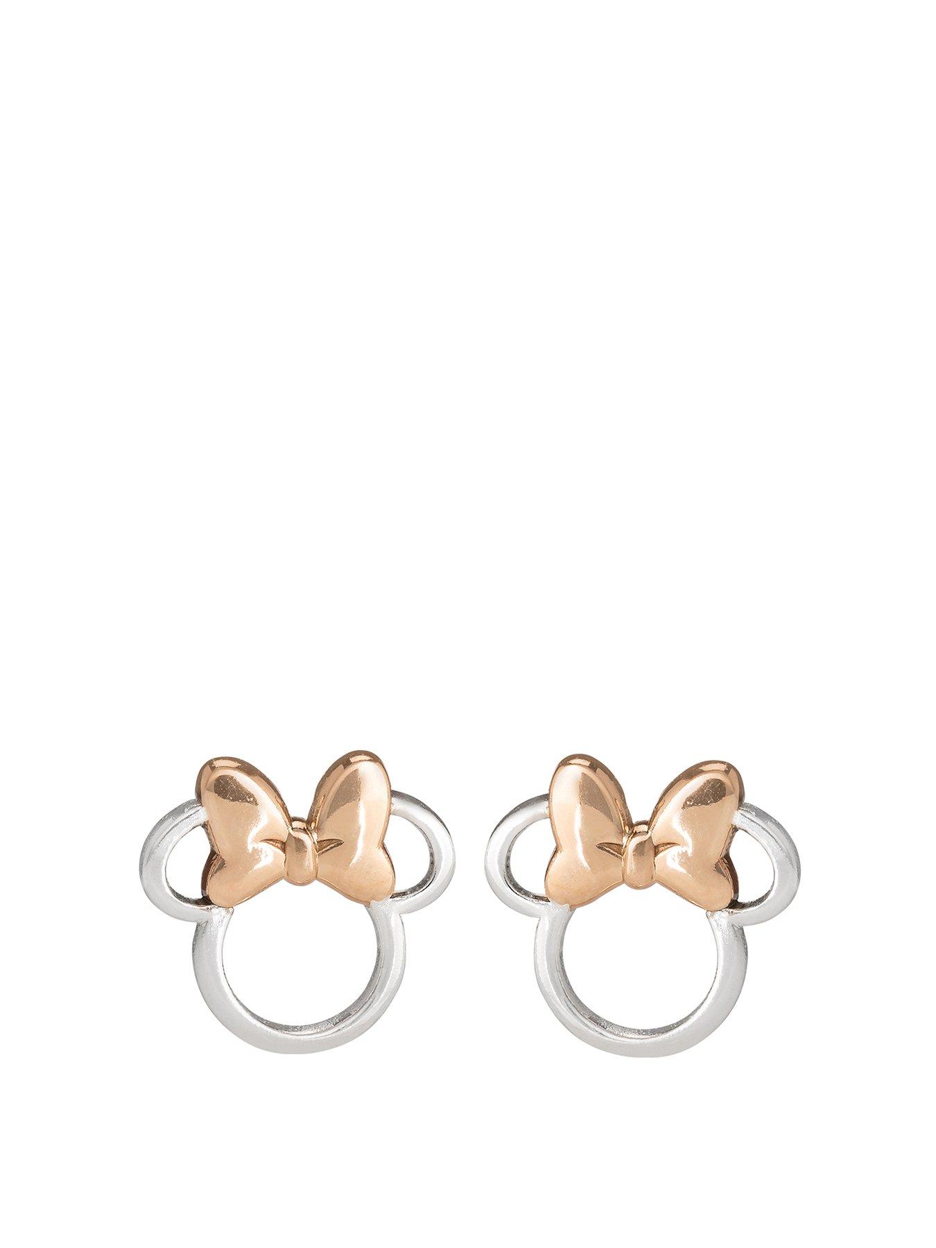 undefined Minnie Mouse Sterling Silver and Rose Gold Bow Stud Earrings