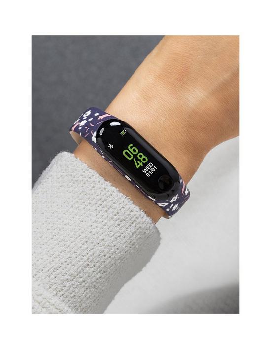 stillFront image of radley-activity-tracker-with-floral-printed-purple-silicone-strap-ladies-watch