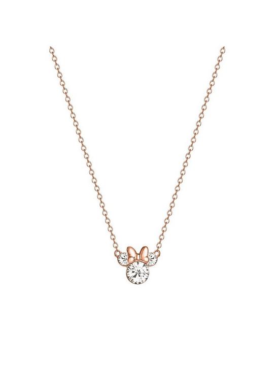 stillFront image of disney-minnie-mouse-rose-gold-plated-sterling-silver-crystal-pendant-necklace