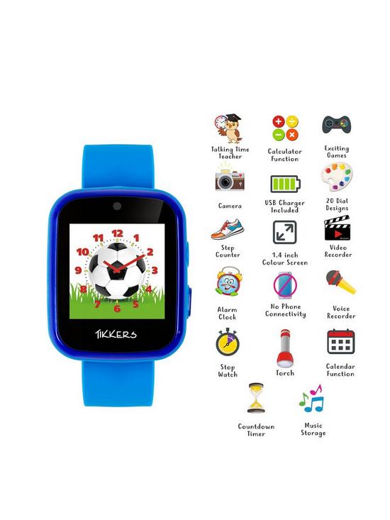 stillFront image of tikkers-full-display-blue-silicone-strap-kids-smart-watch