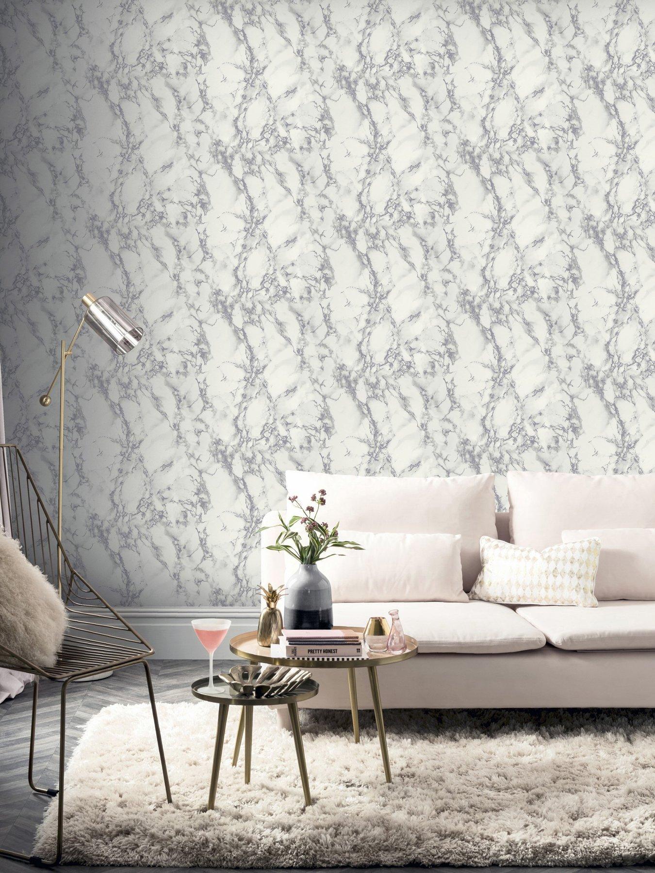 undefined Carrara Marble Silver Wallpaper