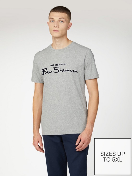 front image of ben-sherman-signature-flock-t-shirtnbsp--grey