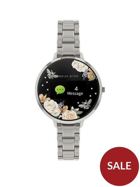reflex-active-reflex-active-series-3-smart-watch-with-floral-detail-colour-screen-crown-navigation-and-stainless-steel-bracelet-strap