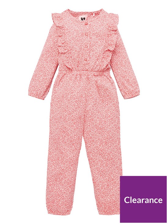 front image of mini-v-by-very-girls-leopard-printnbspjersey-ruffle-long-sleeve-jumpsuit-multi