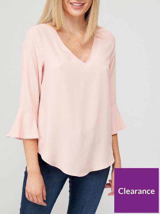 front image of v-by-very-value-frill-round-neck-shell-top-pinknbsp