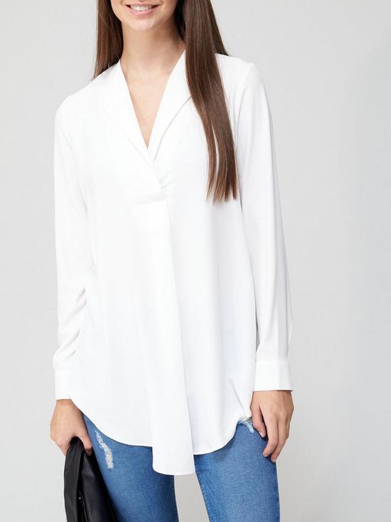 front image of v-by-very-open-collar-longline-blouse-ivory