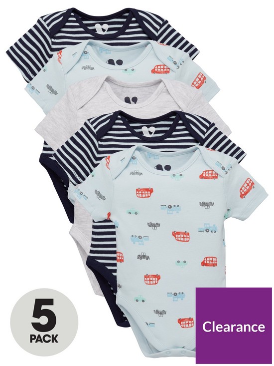front image of mini-v-by-very-baby-boys-5-pack-transport-bodysuits-multi