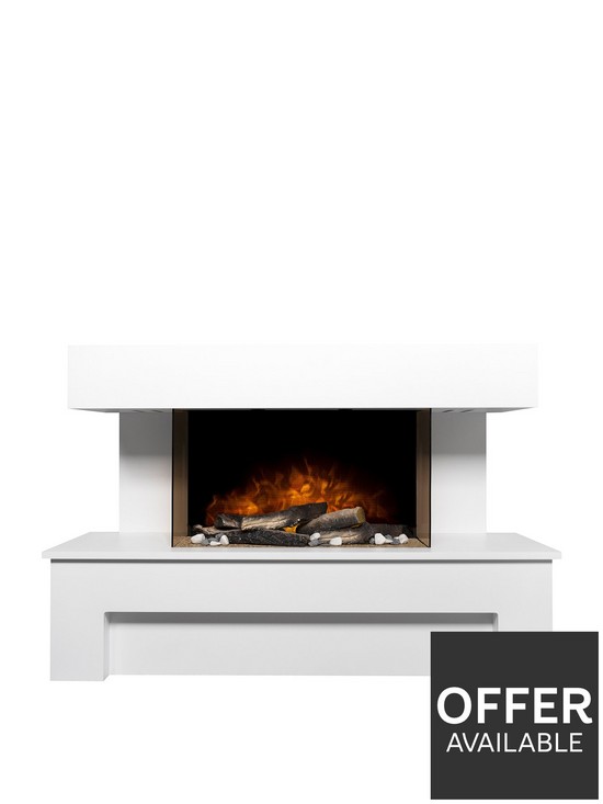 front image of adam-fires-fireplaces-havana-white-electric-suite-with-remote