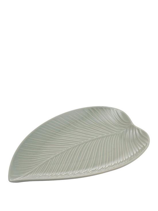 front image of mason-cash-in-the-forest-small-leaf-platter--nbspgrey