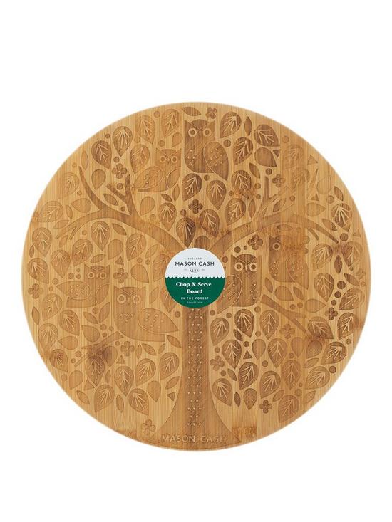 front image of mason-cash-in-the-forest-round-serving-board