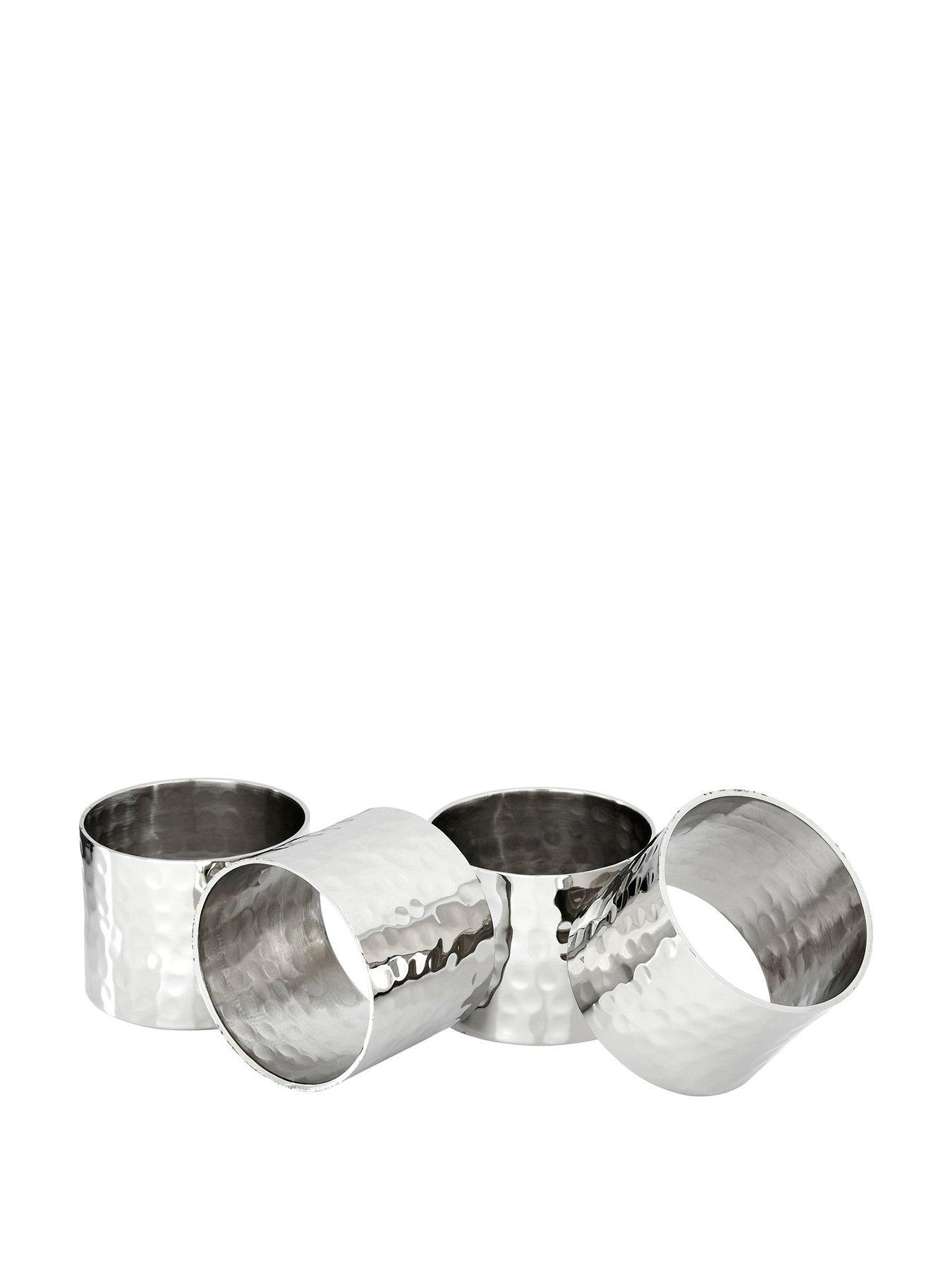 One Size Premier Housewares Napkin Rings Silver