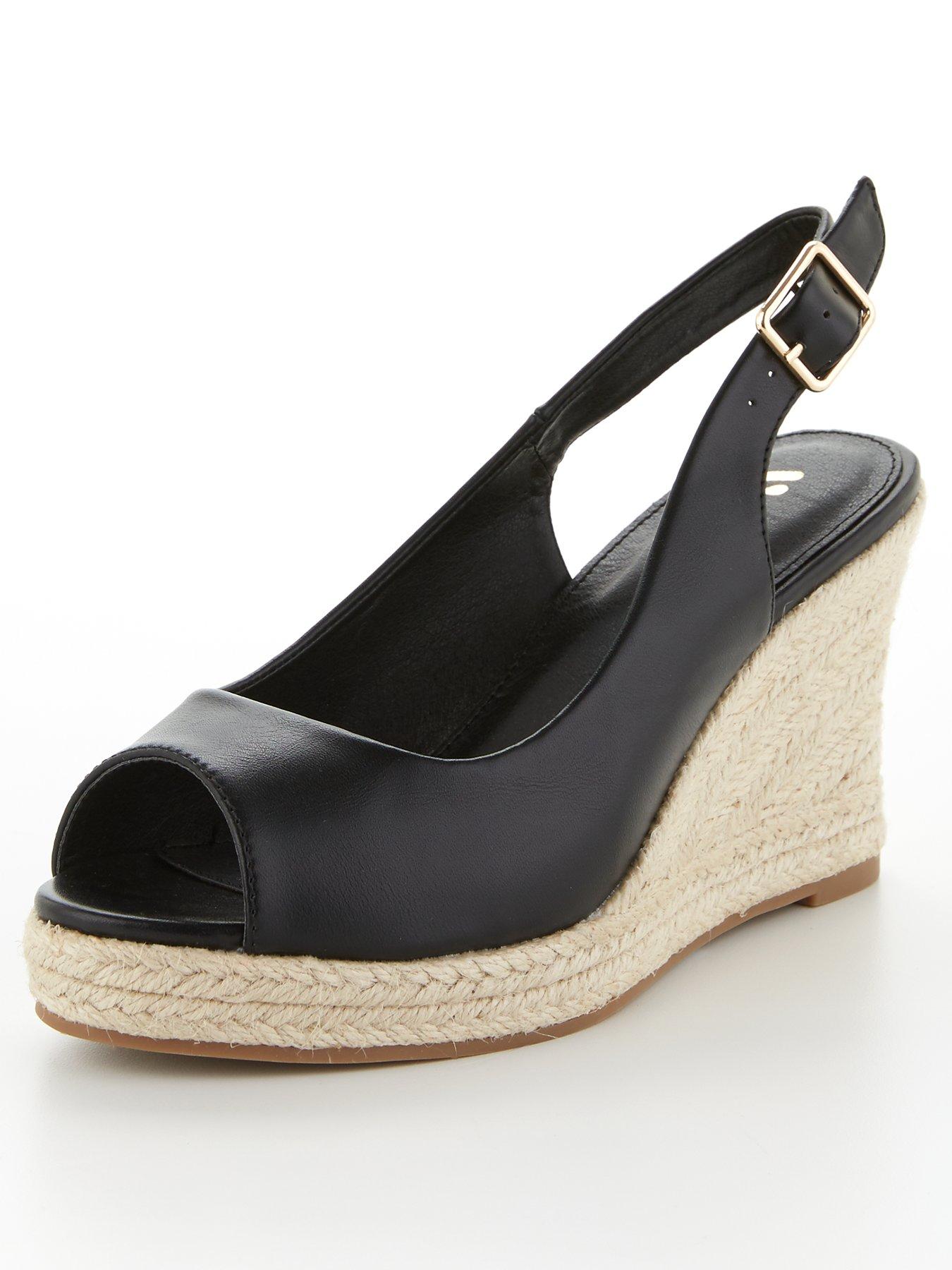 black wedge sandals wide fit