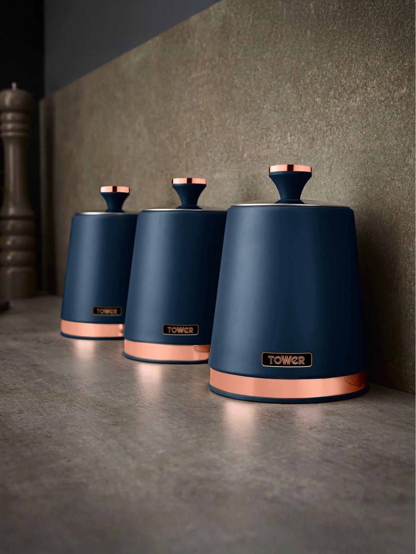 undefined Cavaletto Storage Canisters in Blue – Set of 3