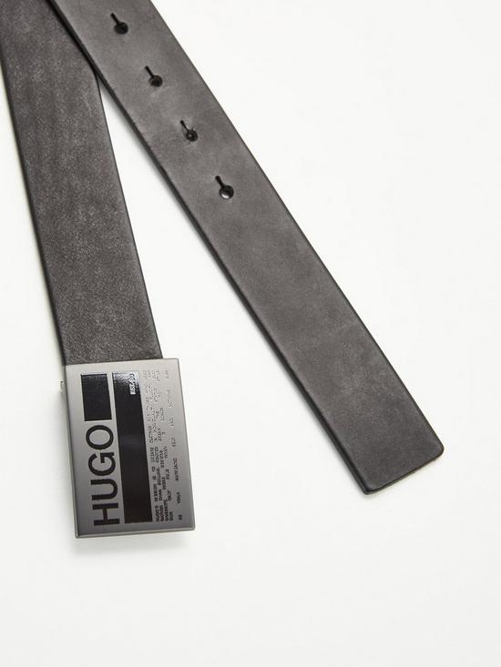 back image of hugo-gary-logo-plaque-leather-beltnbsp--blacknbsp