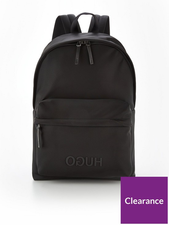 front image of hugo-record-logo-backpack-black