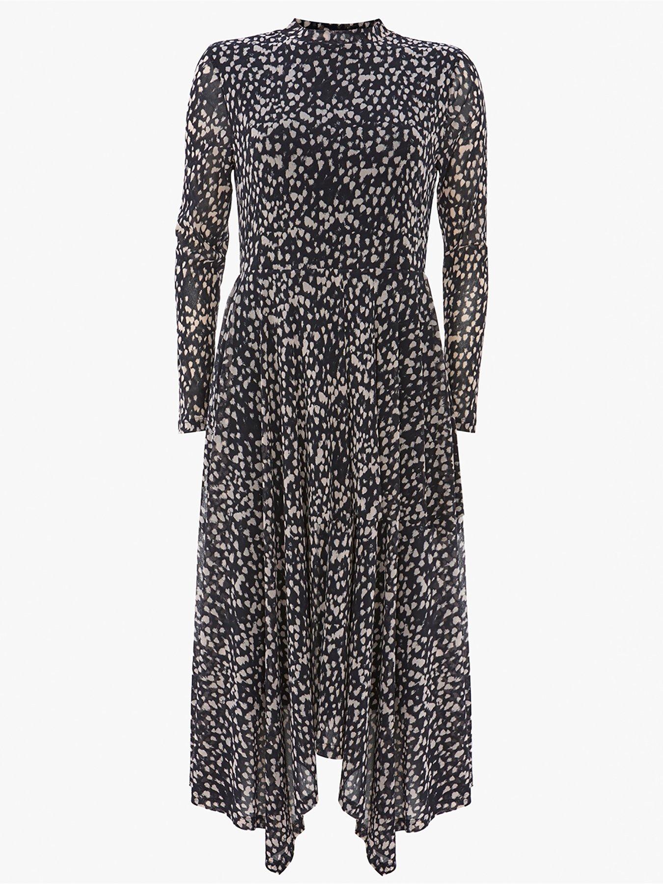 mint velvet black star print trapeze dress