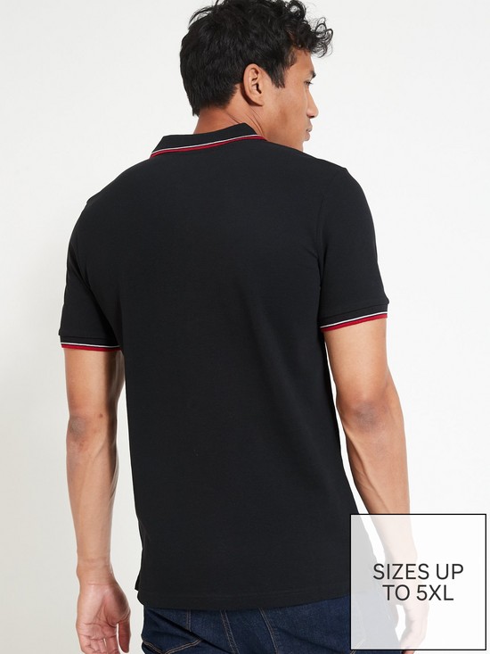 stillFront image of everyday-tipped-pique-polo-shirt-black