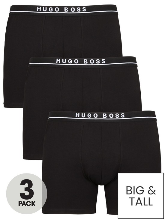 front image of boss-big-and-tall-bodywear-3-pack-boxer-brief-black