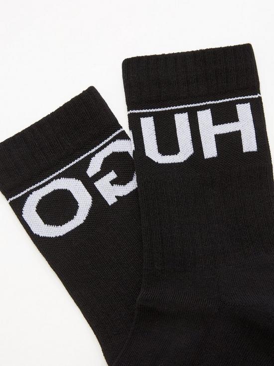 stillFront image of hugo-bodywear-2-pack-logo-sports-socks-black