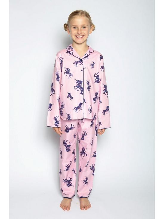 stillFront image of minijammies-girls-mini-me-ariana-unicorn-long-sleeve-pyjamas-pink