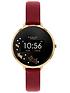  image of radley-series-3-smart-watch-with-gold-dog-print-screen-and-dark-red-strap-ladies-watch
