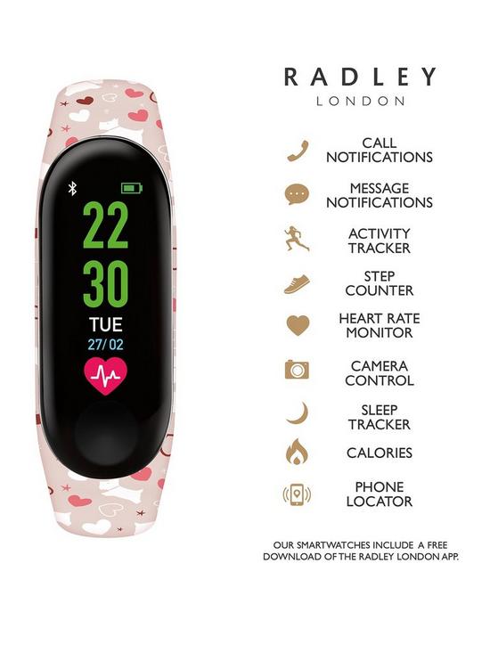 stillFront image of radley-activity-tracker-with-pale-pink-dog-print-silicone-strap-ladies-watch