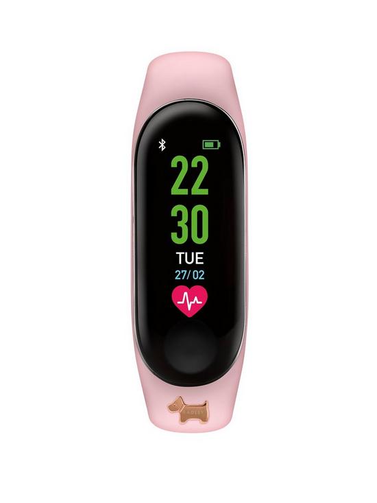 front image of radley-series-1nbspactivity-tracker-with-light-pink-silicone-strap-and-rose-gold-dog-charm-ladies-watch