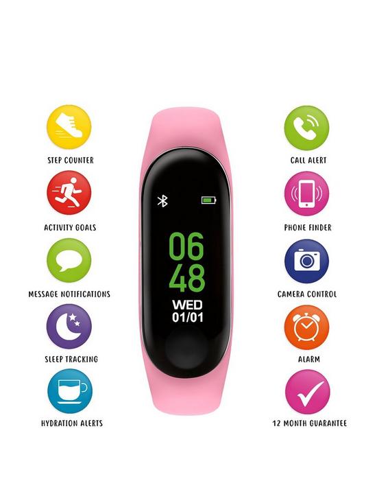 stillFront image of tikkers-activity-tracker-digital-dial-pink-silicone-strap-kids-watch