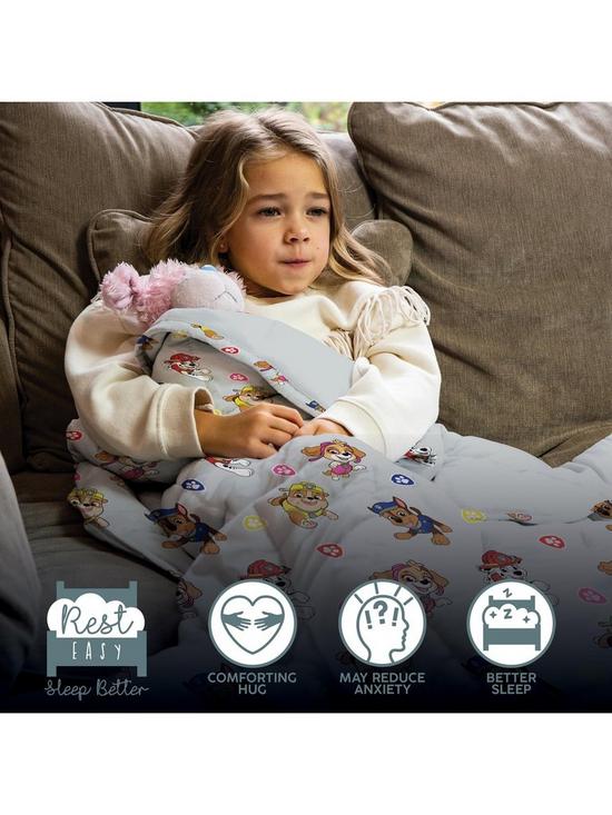 back image of paw-patrol-rest-easy-sleep-better-weighted-blanket-multi