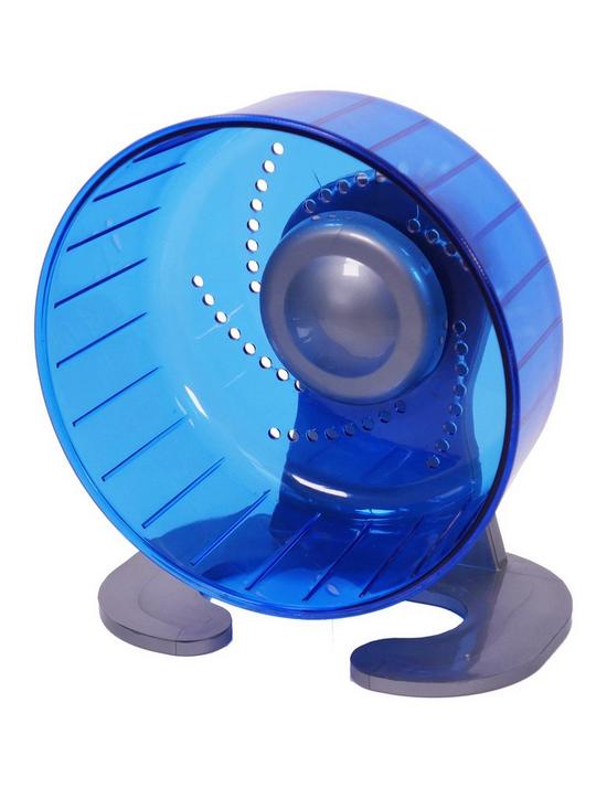 front image of rosewood-pico-small-animal-exercise-wheel-blue