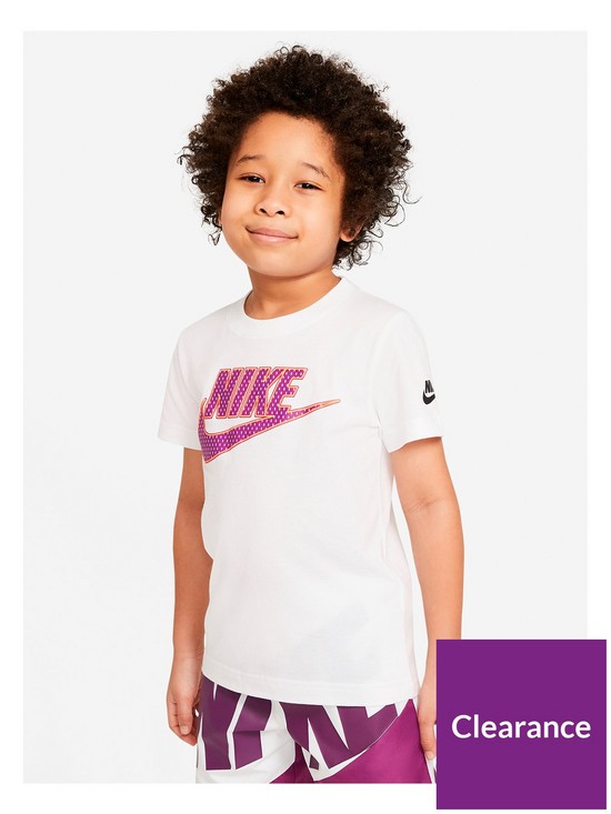 front image of nike-younger-boys-faux-mesh-futura-short-sleeve-t-shirt-white