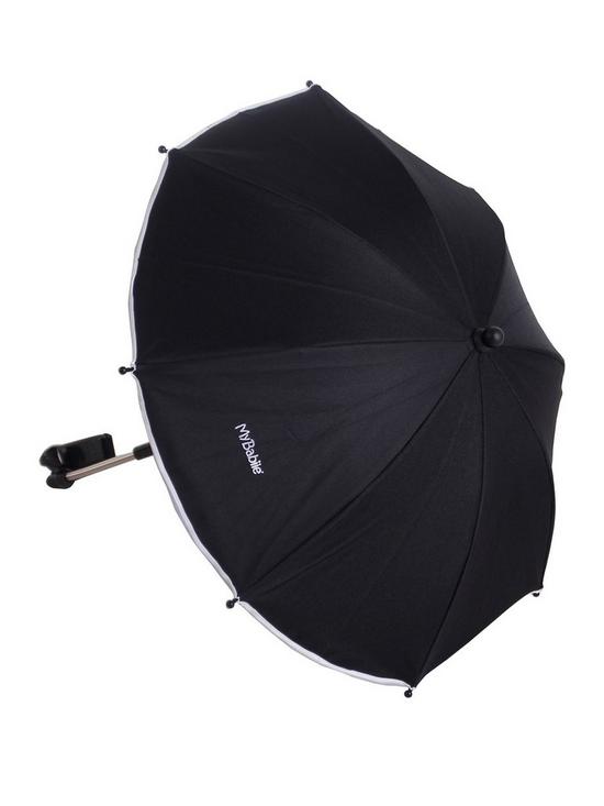 stillFront image of my-babiie-black-pushchair-parasol