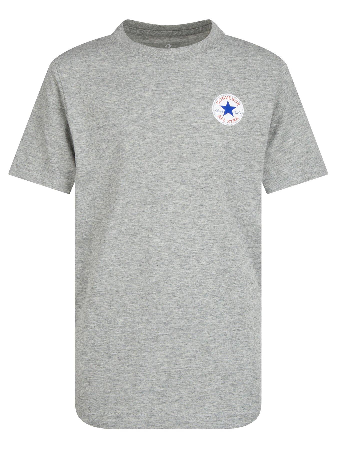 Converse Older Boys Short Sleeve Printed Chuck Taylor Patch T-Shirt - Grey