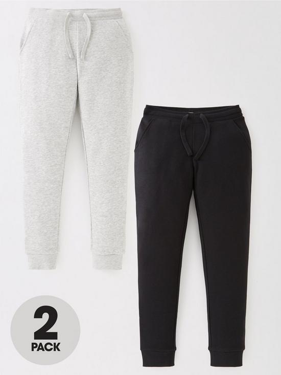 front image of everyday-essential-2-pack-skinny-joggers-blackgrey