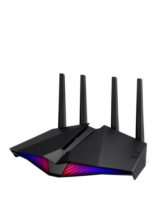 front image of asus-rt-ax82u-wifi-6-ax5400-dual-band-mesh-gigabit-gaming-route-ps5-compatible
