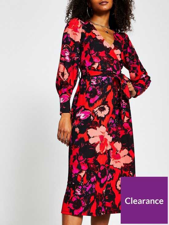 front image of river-island-printed-wrap-dress-print