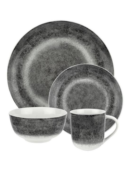 front image of portmeirion-speckle-grey-porcelain-16-piece-dinner-set