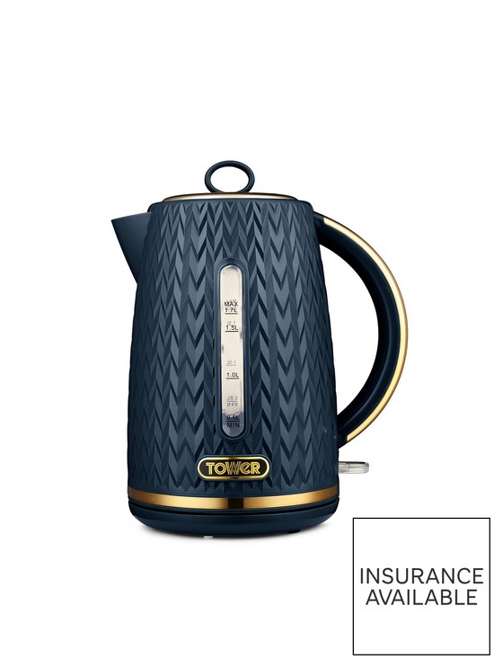 front image of tower-empire-3kw-17l-textured-kettle-midnight-blue