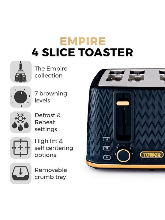 stillFront image of tower-empire-4-slice-textured-toaster-midnight-blue