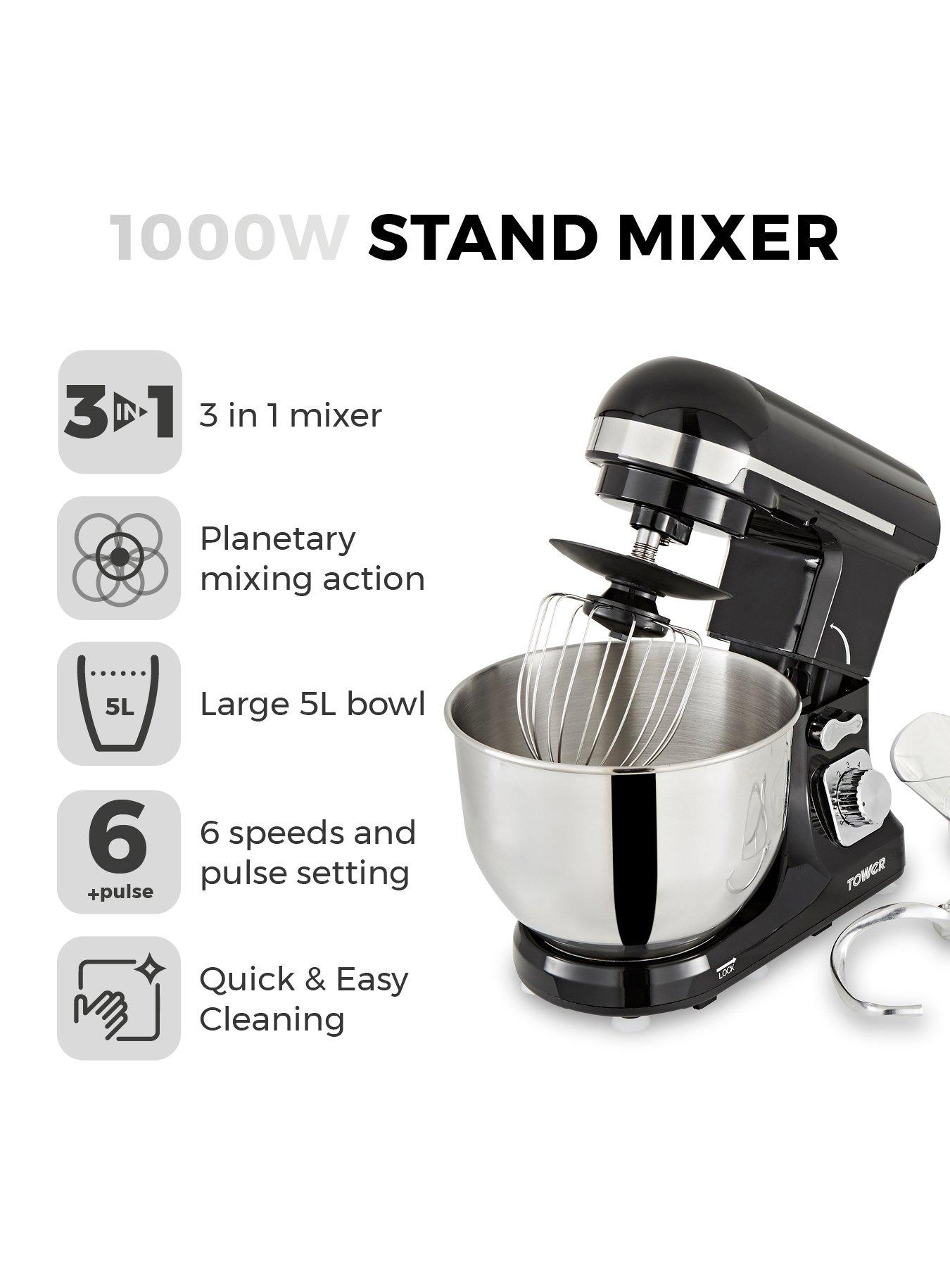 Tower 1000W Stand Mixer Chrome
