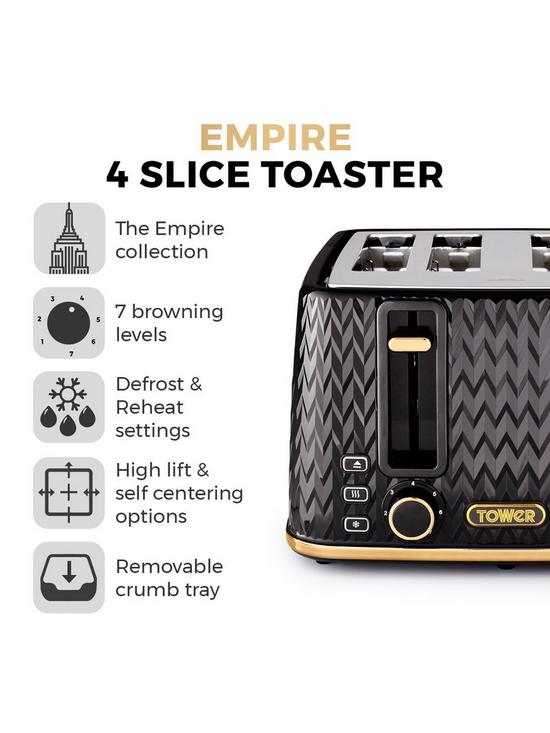 stillFront image of tower-empirenbsp4-slice-textured-toaster-black