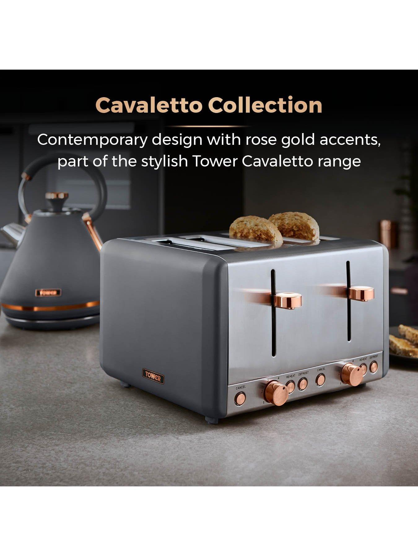 Image 3 of 6 of Tower Cavaletto 4-Slice Toaster - Grey &amp; Rose Gold