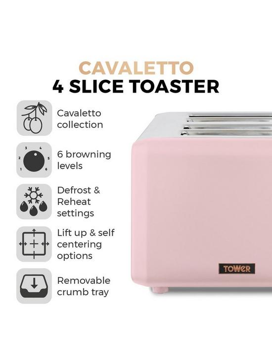 stillFront image of tower-cavaletto-4-slice-toaster-pink