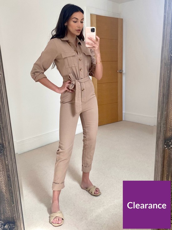 front image of michelle-keegan-casual-tencel-jumpsuit-camel