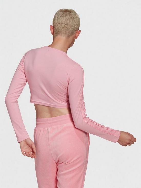 stillFront image of adidas-originals-relaxed-risque-cropped-long-sleeve-tee-light-pink