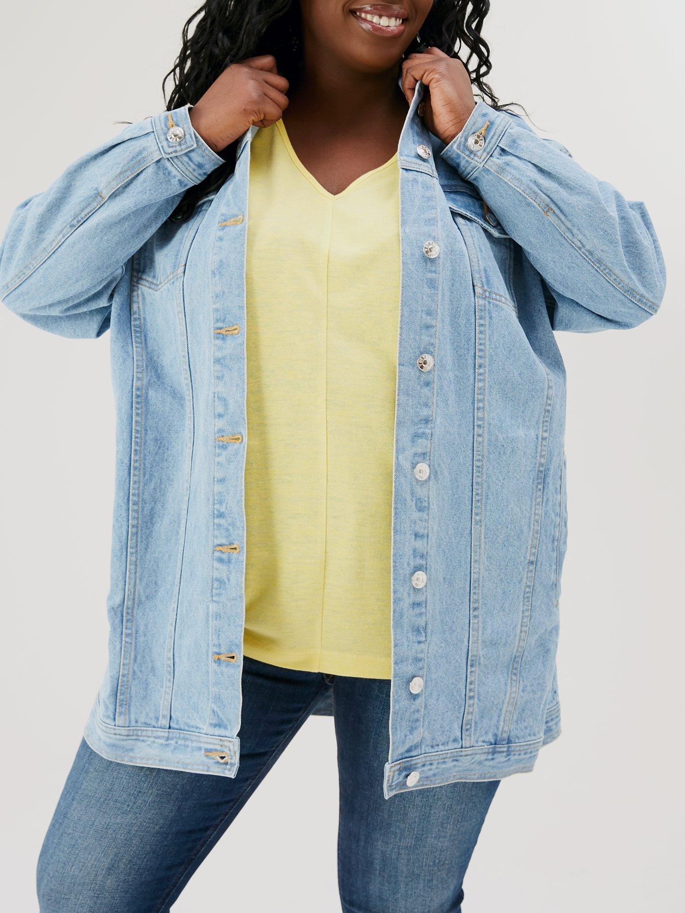 plus size longline denim jacket